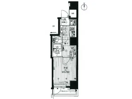プレール・ドゥーク蒲田II(1K/4階)の間取り写真