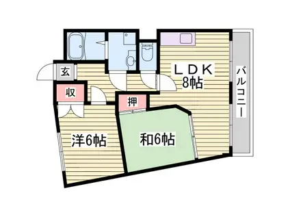 セオコート明石II(2LDK/4階)の間取り写真