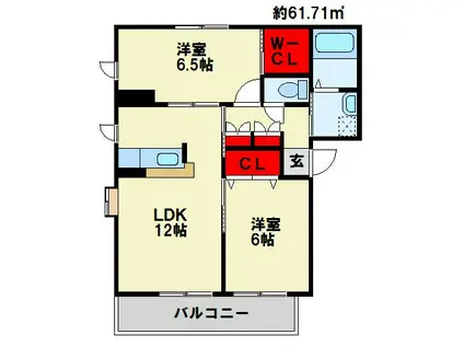 シャーメゾンJ・KB棟(2LDK/1階)の間取り写真