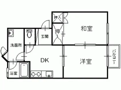 トゥインクルハイム(2DK/1階)の間取り写真