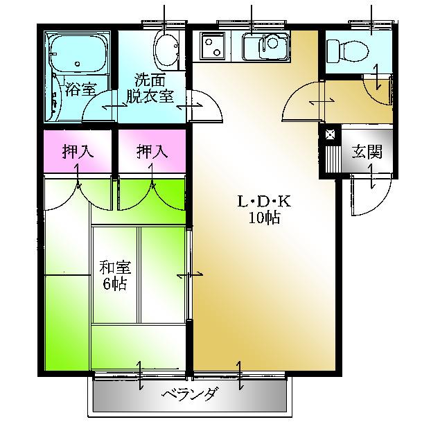 ルクソールB(1LDK/2階)の間取り写真