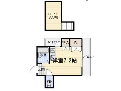 ニューハイツ桜Ⅳ(ワンルーム/2階)の間取り写真