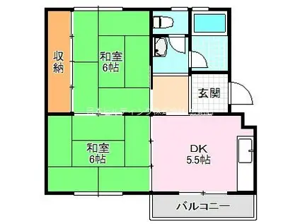 UR金剛団地 347号棟(2DK/4階)の間取り写真