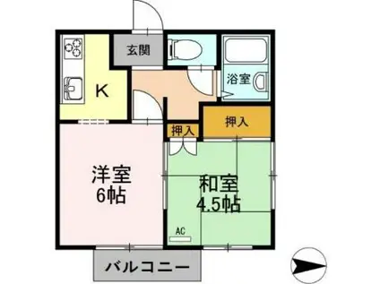 ジュネス(2K/2階)の間取り写真