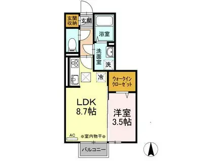 D-ROOM富田(1LDK/2階)の間取り写真