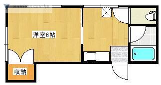 牡丹山ハイツ(1K/2階)の間取り写真