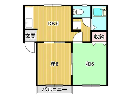 聖光ハイツ(2DK/1階)の間取り写真