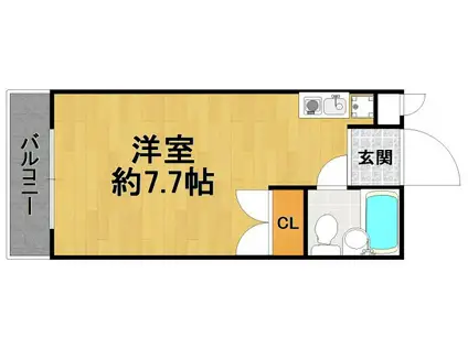 サンガーデンルームⅠ(1K/1階)の間取り写真