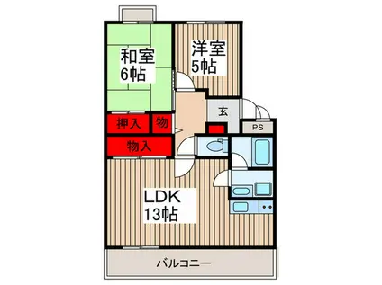 メナージュ東川口(2LDK/4階)の間取り写真