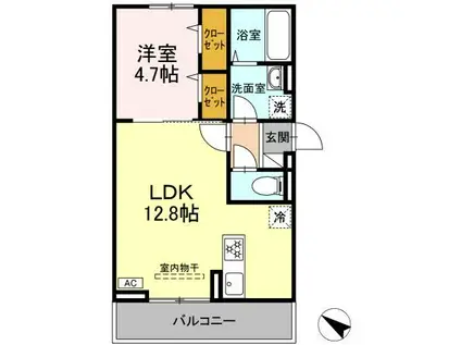 D-ROOM上石田2丁目(1LDK/2階)の間取り写真