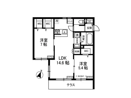 プリマステラ(2LDK/1階)の間取り写真