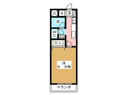 クレセントハウス・七瀬(1K/3階)の間取り写真