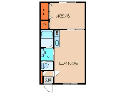 ジャスティ五稜郭1番館(1LDK/3階)の間取り写真