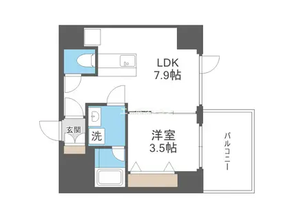 ブエナビスタ難波サウスタワー(1LDK/6階)の間取り写真
