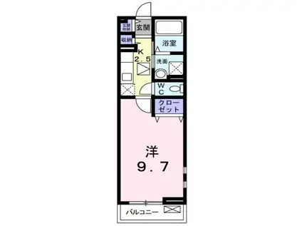 プラシード カーサF(1K/1階)の間取り写真