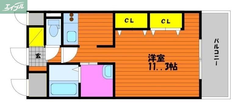 クレストシティ中井町(1K/9階)の間取り写真