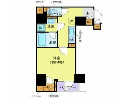 ディアレイシャス市谷薬王寺(1K/4階)の間取り写真