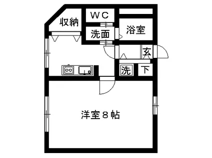 鳥井ハイツ(1DK/3階)の間取り写真