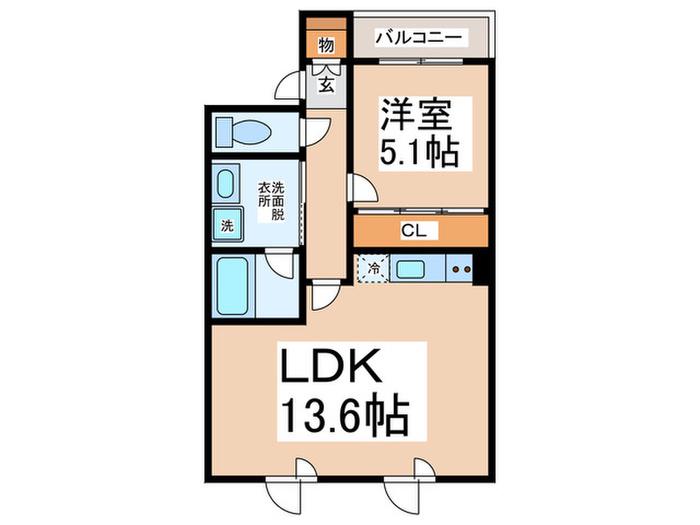 ナジットはつが野(1LDK/2階)の間取り写真