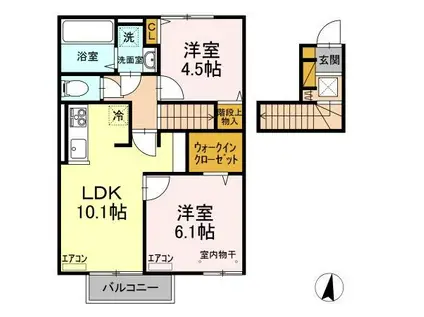 GRAND WINDS TSUKUBA(2LDK/2階)の間取り写真