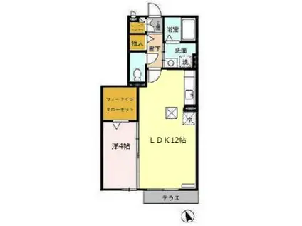 長久手ハイツ(1LDK/1階)の間取り写真