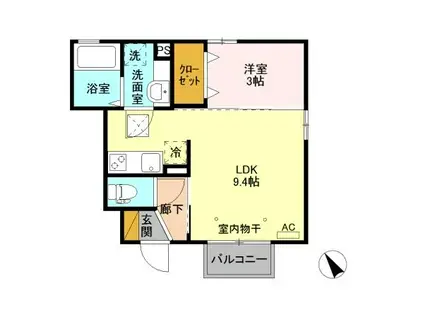 サン・ビリーブ(1LDK/1階)の間取り写真