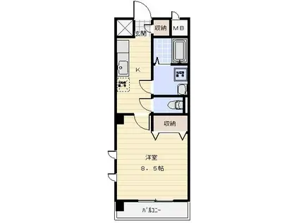 ミ カーサ・キタ(1K/5階)の間取り写真