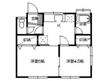 アパートひまわり(2K/1階)の間取り写真