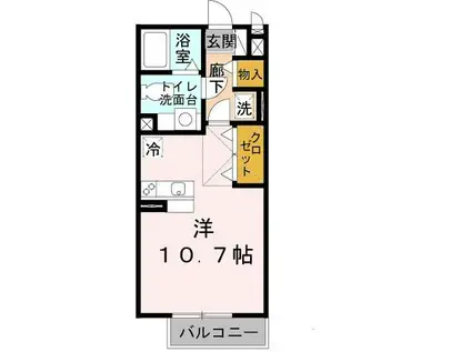 メゾン ラ トゥール B棟(ワンルーム/2階)の間取り写真