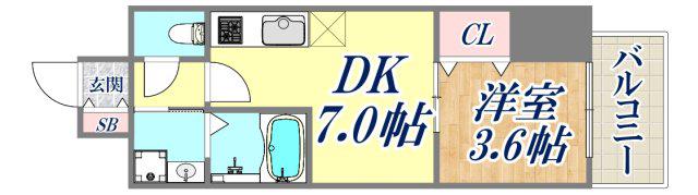 レオンコンフォート神戸駅前(1DK/4階)の間取り写真