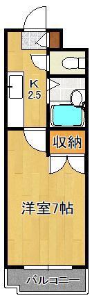 シャトレ徳力(1K/3階)の間取り写真