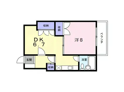 グリーンハイツ(2K/1階)の間取り写真