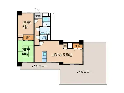 第2川端マンション(2LDK/6階)の間取り写真