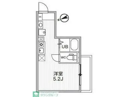 TSCUORE柴又I(ワンルーム/2階)の間取り写真