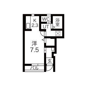KINGDOMII(1K/1階)の間取り写真