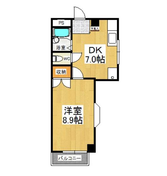 フォレスト大元(1DK/2階)の間取り写真