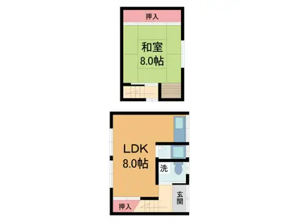 アパート石津(1LDK/1階)の間取り写真
