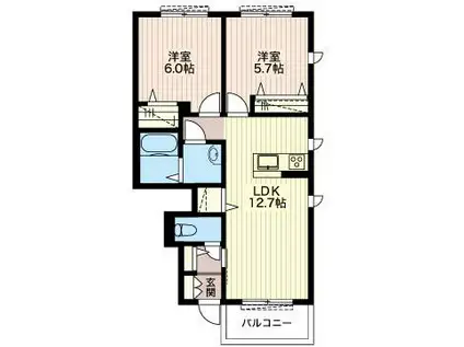 ノーブル・ドミール(2LDK/1階)の間取り写真