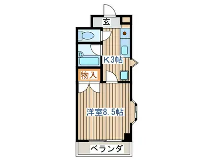 クリスタルハイツみねぎし(1K/4階)の間取り写真