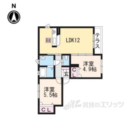 シャーメゾンみゆきだい(2LDK/1階)の間取り写真
