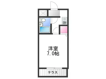 ファロス(1K/1階)の間取り写真