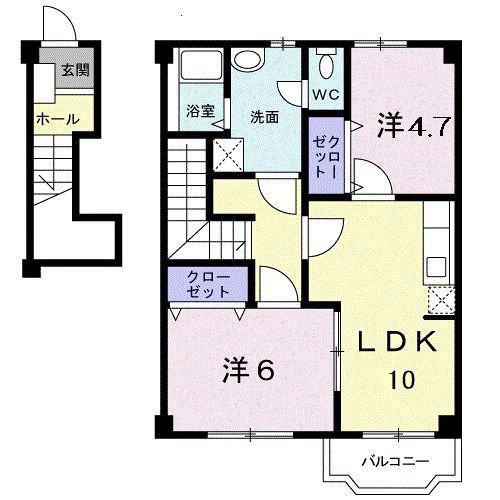 プロスペールマエタA(2LDK/2階)の間取り写真