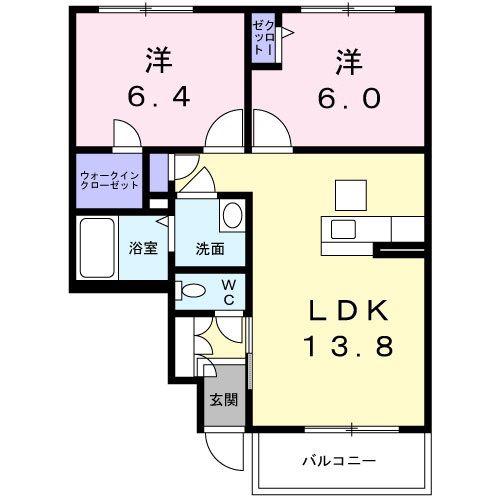 シャーメゾンガーデンズK C棟(2LDK/1階)の間取り写真