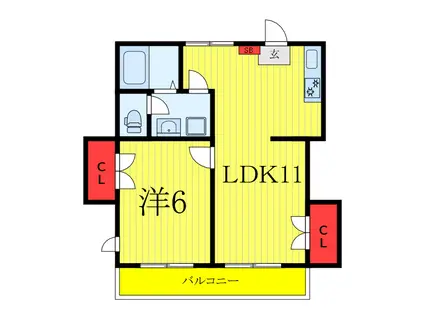 コーポサニー(1LDK/2階)の間取り写真