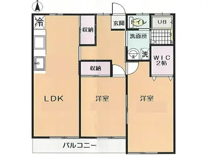 国府台ヒルズ(2LDK/2階)の間取り写真