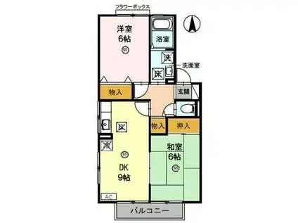 コーポラスITOII B棟(2DK/1階)の間取り写真