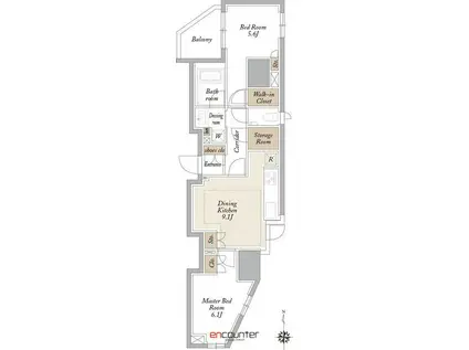 KDXレジデンス三鷹(2DK/12階)の間取り写真