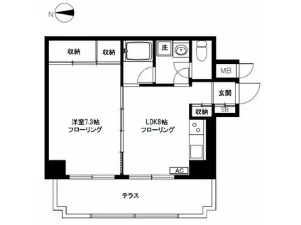 ル・三番町(1LDK/1階)の間取り写真