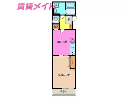 ノアール白須賀(1DK/1階)の間取り写真