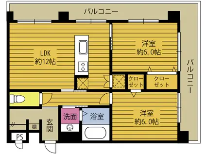 GRAND LINE(2LDK/2階)の間取り写真
